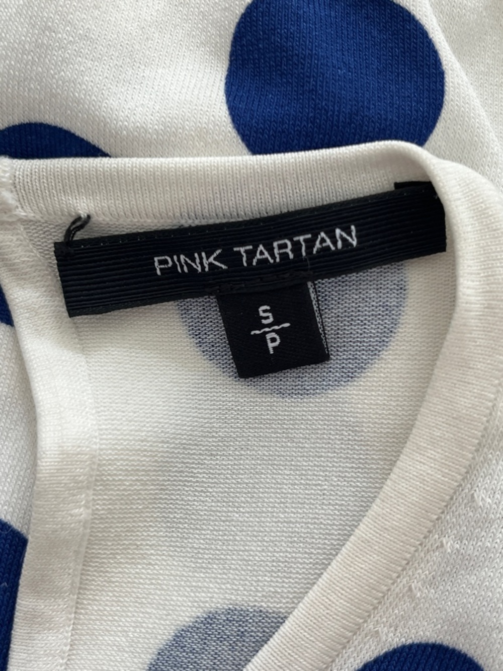 Pink Tartan White Top with Blue Polka Dots
